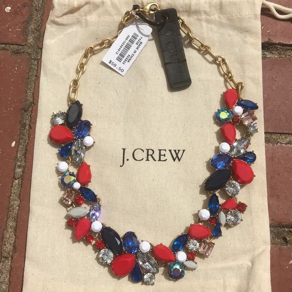 J.Crew Cerise Mixed Stones Necklace & Dust Bag - Picture 4 of 6